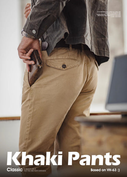 American Retro Casual Workwear Heavyweight Slim Men's Trousers - Harmony Gallery