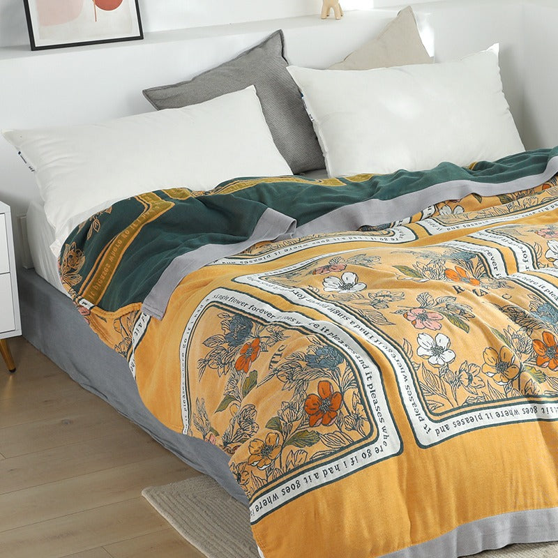 Six-Layer Advanced Pure Cotton Summer Floral Coverlet - Harmony Gallery