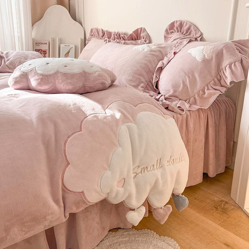 Ins Girly Heart Warm Velvet Double-Sided Celebrity Four-Piece Bed Set - Harmony Gallery