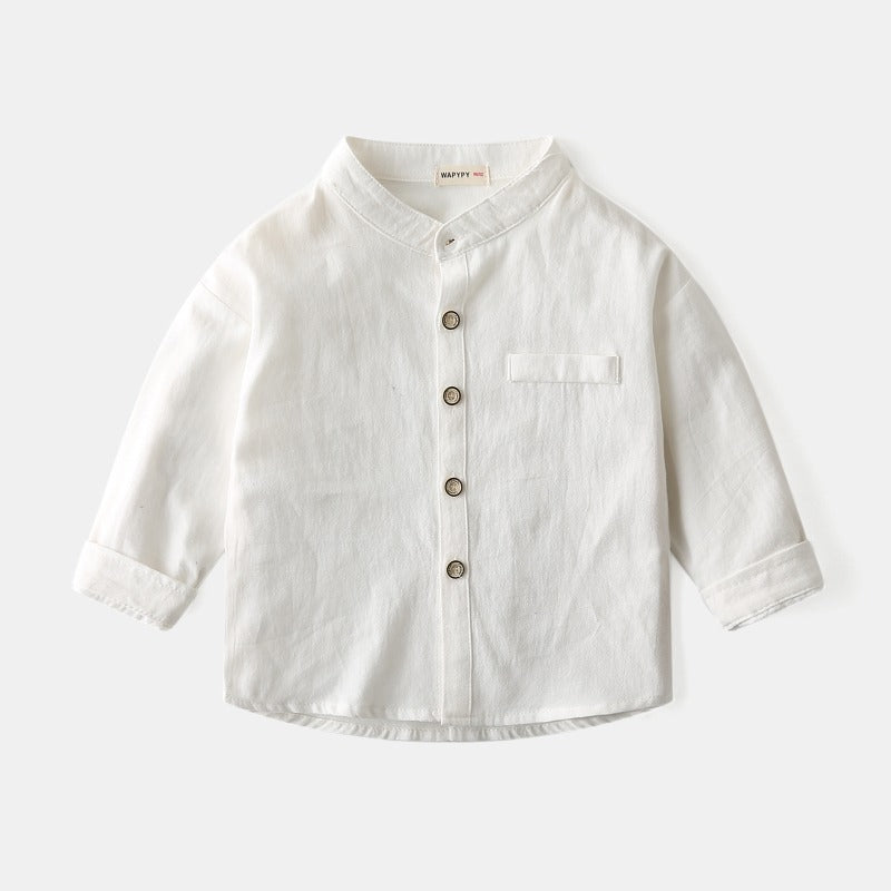 New Long-Sleeved Spring Cotton Stand-Up Collar Baby Boy's Shirt - Harmony Gallery
