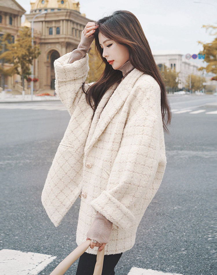 Gentle Woolen Suit Winter Cocoon-Shaped Women's Coat - Harmony Gallery