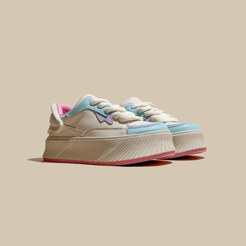 American Retro Breathable Leather Sponge Cake Sport Women's Shoes - Harmony Gallery