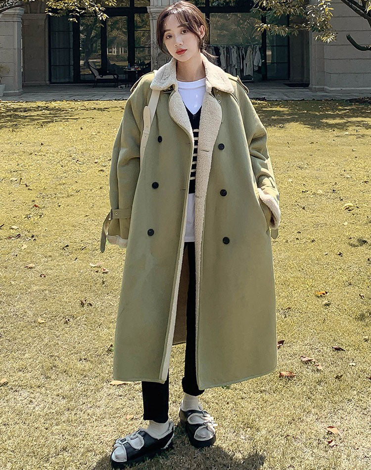 Suede Lambswool Winter Fur Integrated Velvet Cotton Women's Coat - Harmony Gallery
