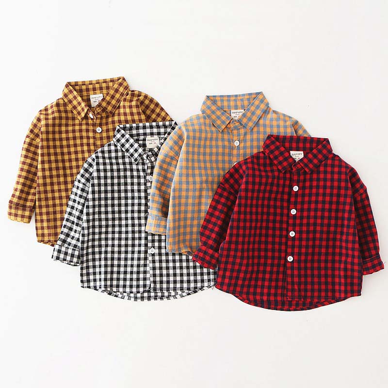 Casual Fall and Spring Cotton Plaid Boy's Shirt - Harmony Gallery