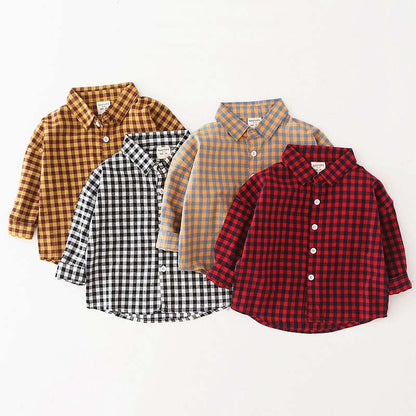 Casual Fall and Spring Cotton Plaid Boy's Shirt - Harmony Gallery