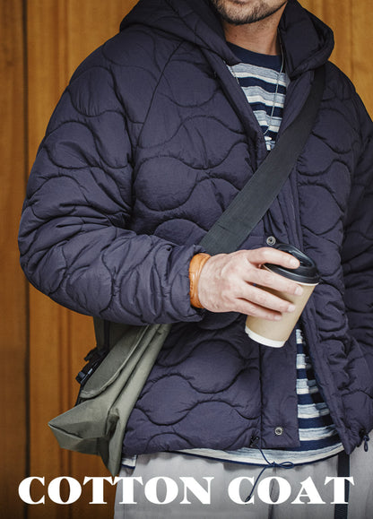 American Retro Cotton Hooded Detachable V-neck Warm Men's Jacket - Harmony Gallery