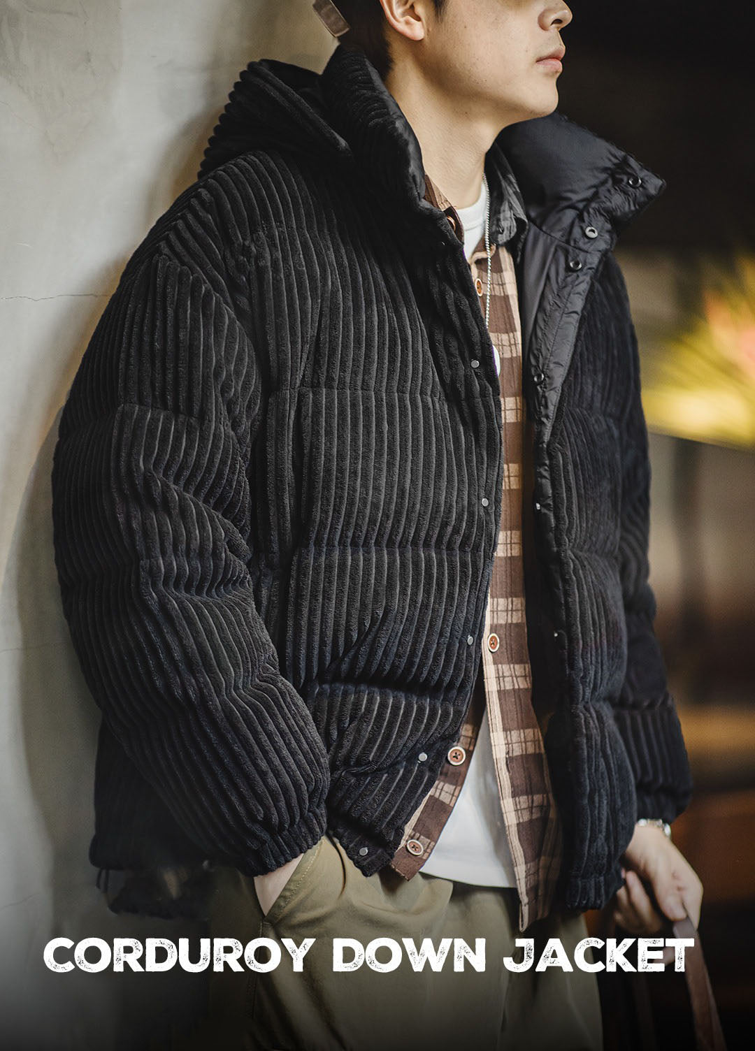American Retro Corduroy Down Hooded Detachable Warm Men's Jacket - Harmony Gallery