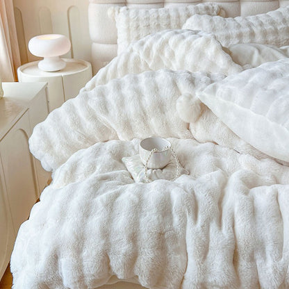 Princess Fairy Rabbit Double-Sided Plush Velvet Winter Four-Piece Bed Set - Harmony Gallery