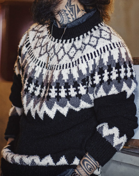 American Retro Heavyweight Icelandic Fair Isle Men's Sweater - Harmony Gallery