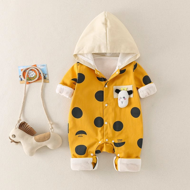 Spring Long-Sleeved Hooded Full Moon Baby Boy's Romper - Harmony Gallery