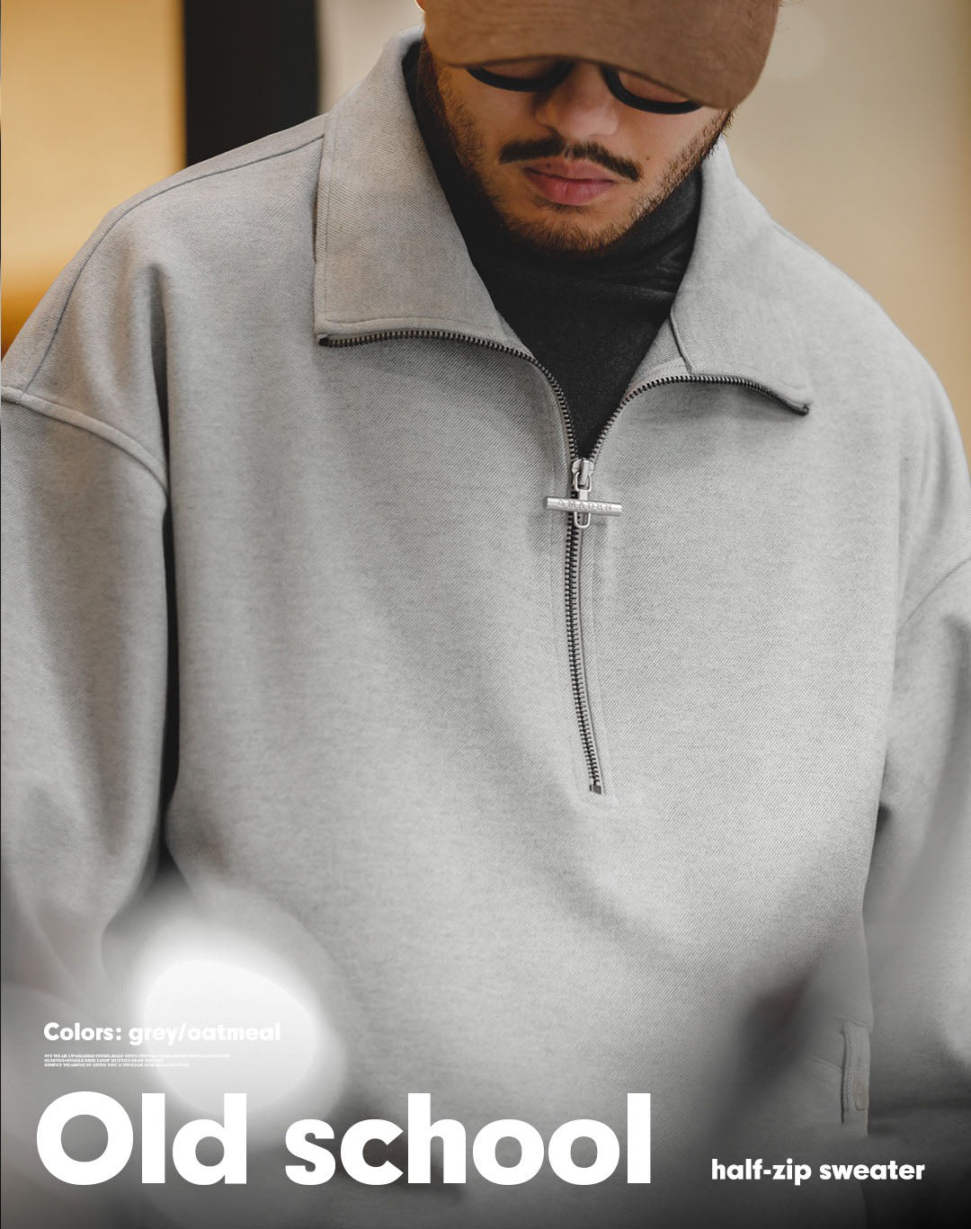 American Workwear Half-Zip Heavy Loose Pullover Men's Sweater - Harmony Gallery