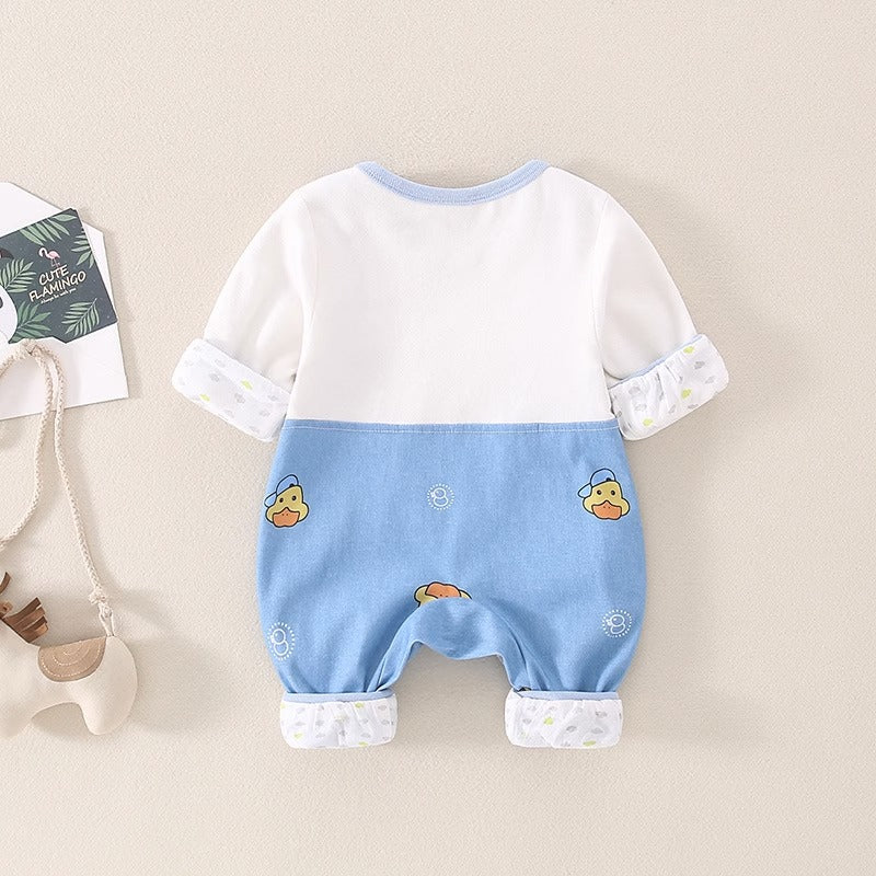 Cute Cartoon Long-Sleeved Spring and Autumn Full Moon Baby Boy's Romper - Harmony Gallery