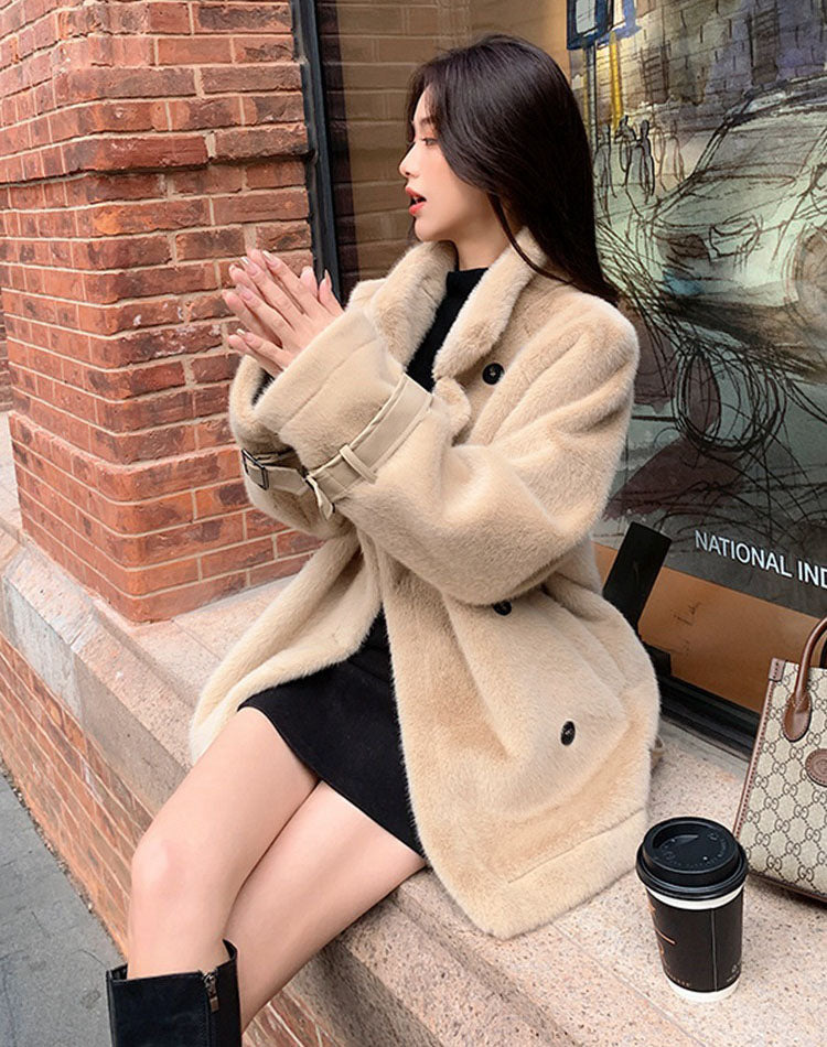 Lamb Wool Winter For Small People High-End Gentle Women's Coat - Harmony Gallery