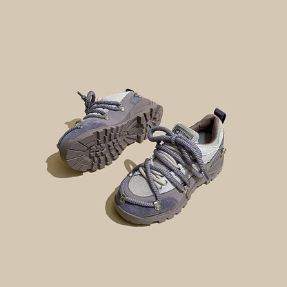 American Strappy Thick-Soled Leather Color-Blocking Sports Women's Shoes - Harmony Gallery