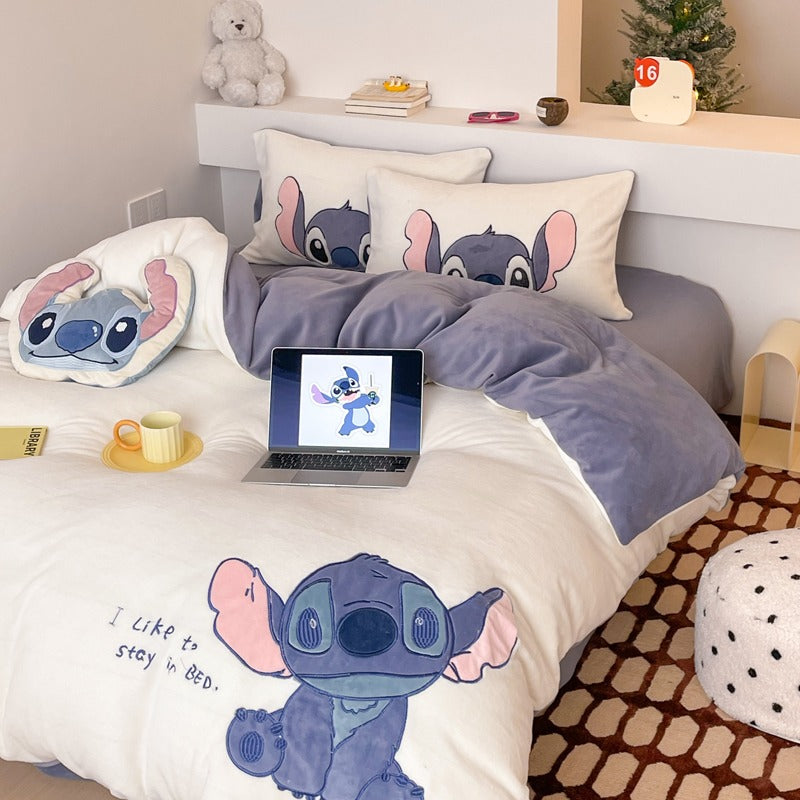 Cute Washed Cotton Disney Stitch Four-Piece Bed Set - Harmony Gallery