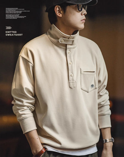 American Polo Half-Front Collar Lazy Knitted Men's Sweater - Harmony Gallery