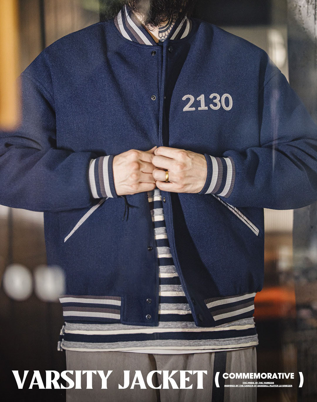 American Retro Woolen Baseball Letter Embroidered Men's Jacket - Harmony Gallery