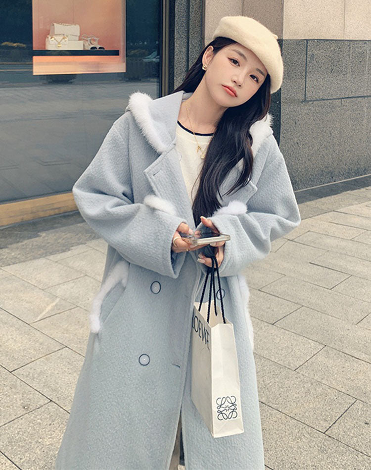 College Style Hooded Woolen Medium-Length Thickened Women's Coat - Harmony Gallery