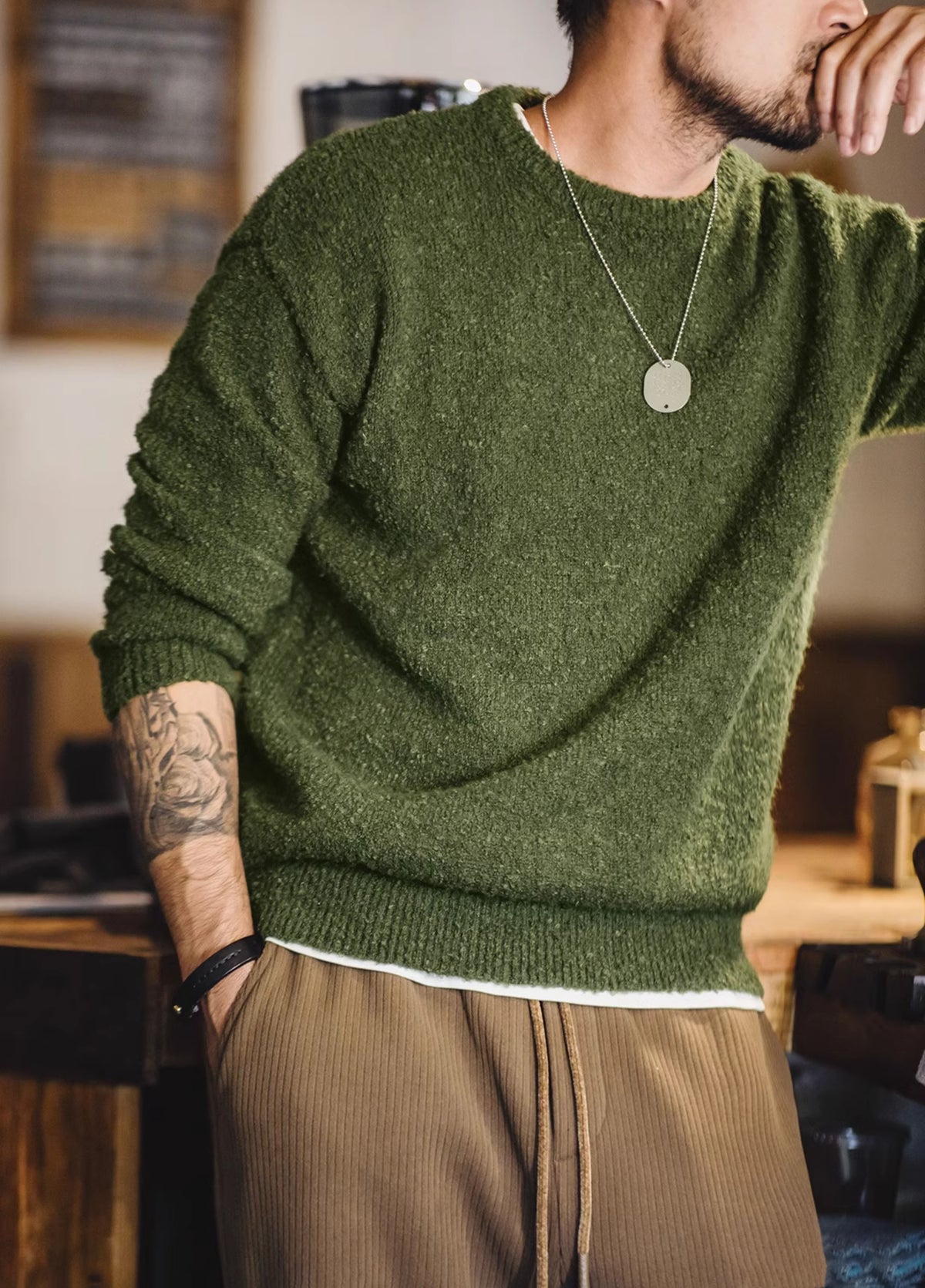 American Retro Three-Dimensional Circle Yarn Warm Men's Sweater - Harmony Gallery