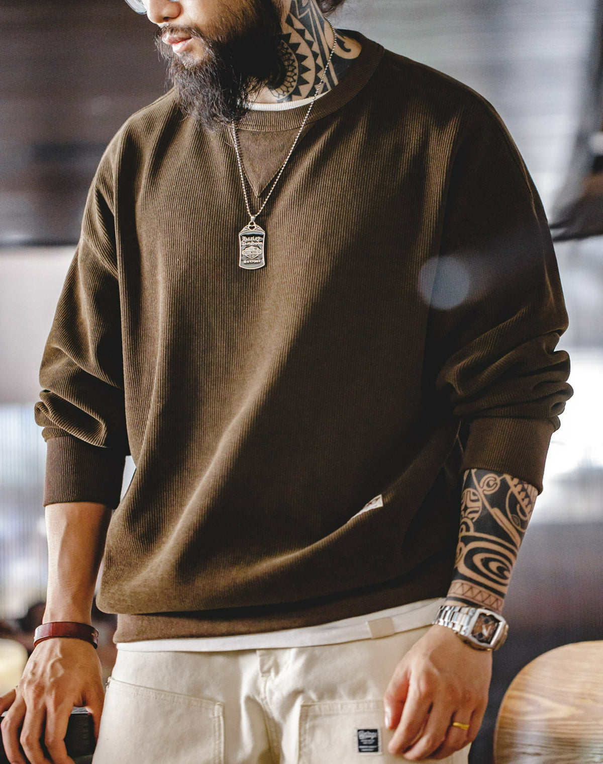 American Retro Heavyweight Chenille Anti-Wrinkle Men's Sweater - Harmony Gallery