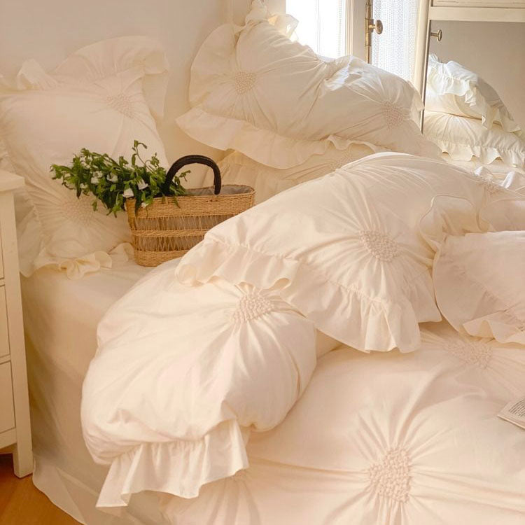 Princess Heart Pure Cotton Washed Soft Lace Four-Piece Bed Set - Harmony Gallery