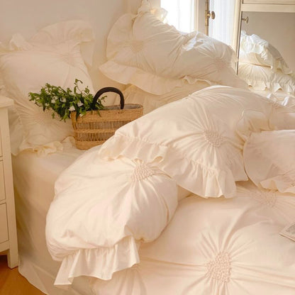 Princess Heart Pure Cotton Washed Soft Lace Four-Piece Bed Set - Harmony Gallery