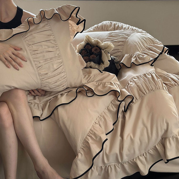 French Princess Thickened Cotton Lace Fall And Winter Four-Piece Bed Set - Harmony Gallery