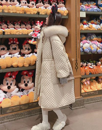 Diamond Winter Thickened High-End Mid-Length Cotton Women's Coat - Harmony Gallery