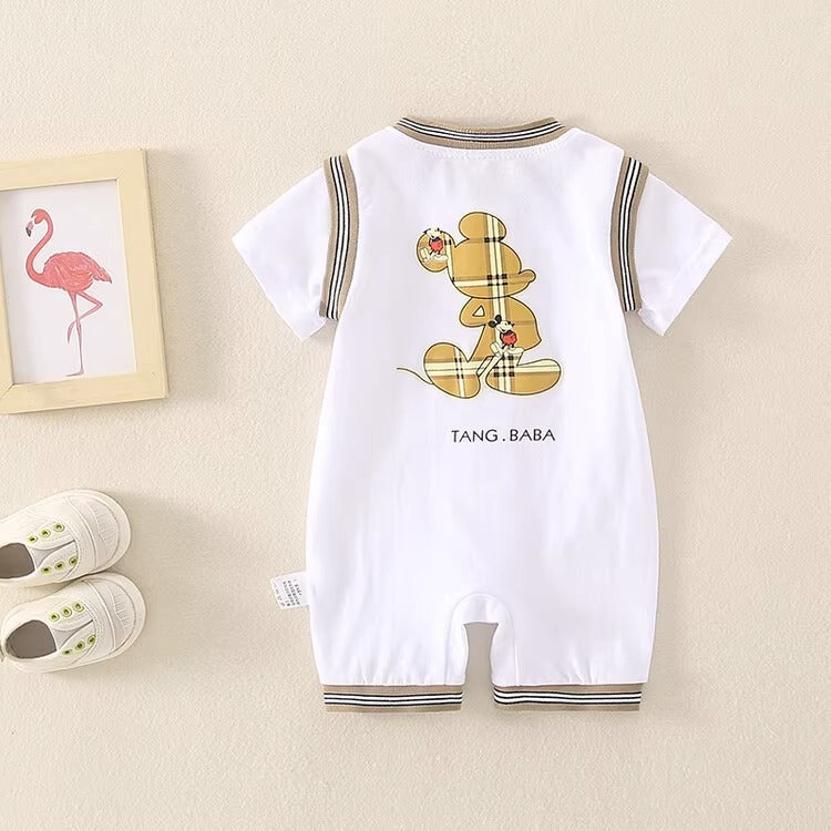 Summer Newborn Cartoon Full Moon Short-Sleeved Baby Boy's Romper - Harmony Gallery