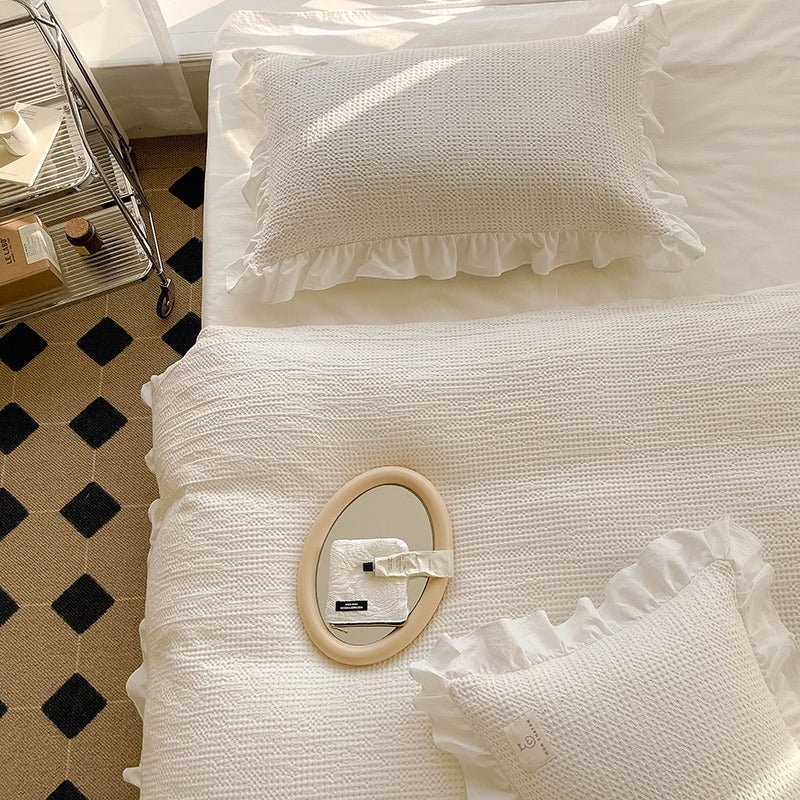 Princess Waffle Four-Piece Pure Cotton Soft Ruffle Bed Set - Harmony Gallery