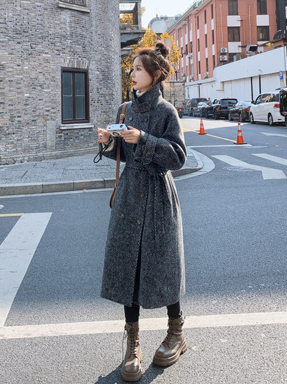 High-Quality Down Slim Winter Knee-Length Woolen Women's Coat - Harmony Gallery