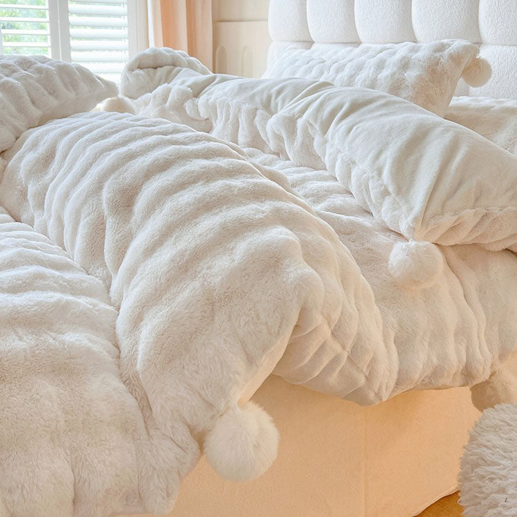 Princess Fairy Rabbit Double-Sided Plush Velvet Winter Four-Piece Bed Set - Harmony Gallery