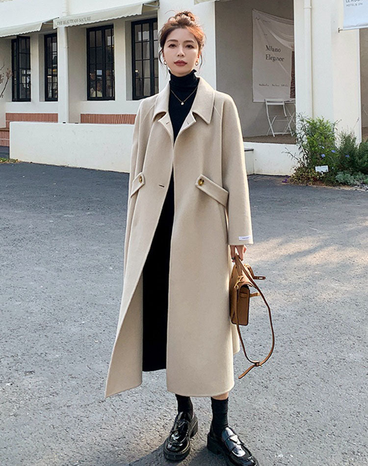 Double-Sided Cashmere Winter Mid-Length High-End Woolen Women's Coat - Harmony Gallery