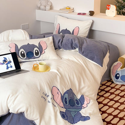 Cute Washed Cotton Disney Stitch Four-Piece Bed Set - Harmony Gallery