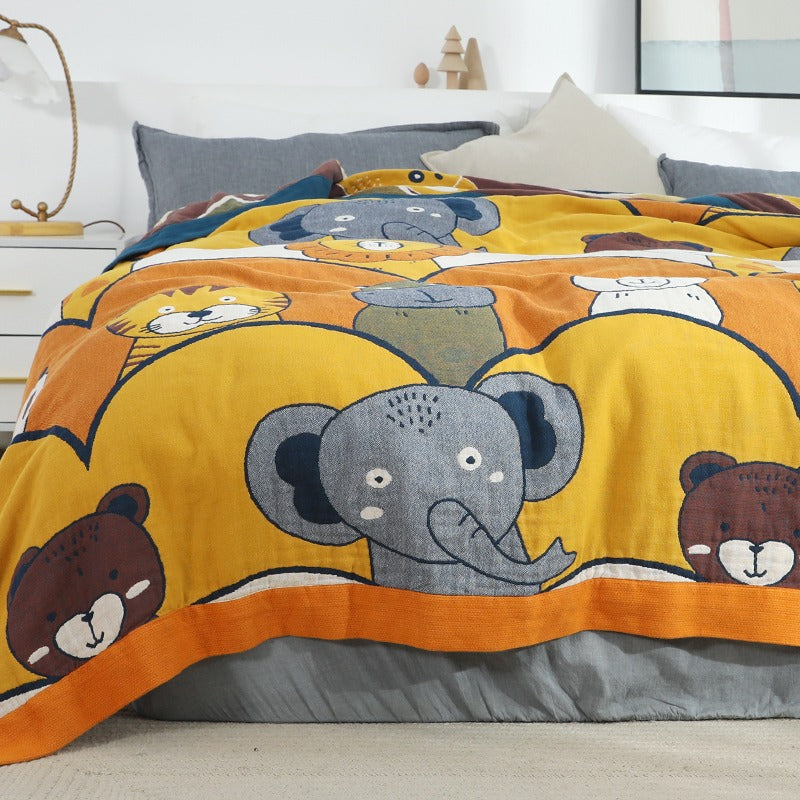 Pure Cotton Six-Layer Summer Air-Conditioning Animal Coverlet - Harmony Gallery