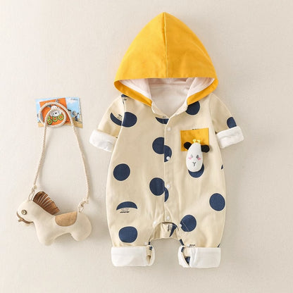 Spring Long-Sleeved Hooded Full Moon Baby Boy's Romper - Harmony Gallery