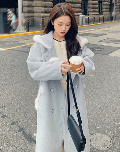 College Style Hooded Woolen Medium-Length Thickened Women's Coat - Harmony Gallery