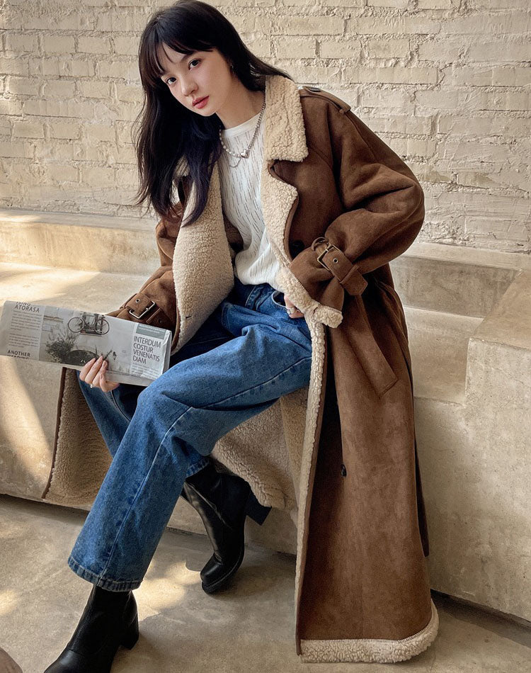 Deerskin Fur Integrated Lamb Winter Thickened Lambswool Women's Coat - Harmony Gallery