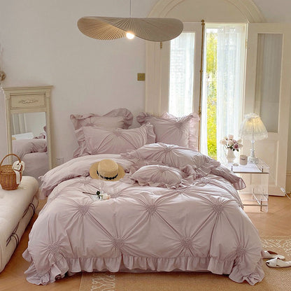 Princess Heart Pure Cotton Washed Soft Lace Four-Piece Bed Set - Harmony Gallery