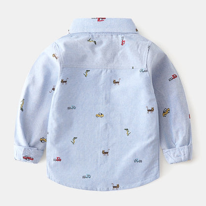 Long-Sleeved Spring and Autumn Oxford Spinning Washable Trendy Boy's Shirt - Harmony Gallery
