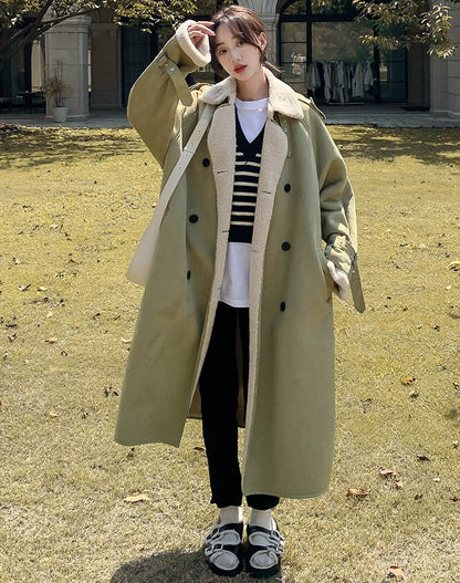 Suede Lambswool Winter Fur Integrated Velvet Cotton Women's Coat - Harmony Gallery