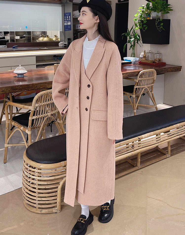 Pink Woolen Suit Winter High-End Thickened Women's Coat - Harmony Gallery