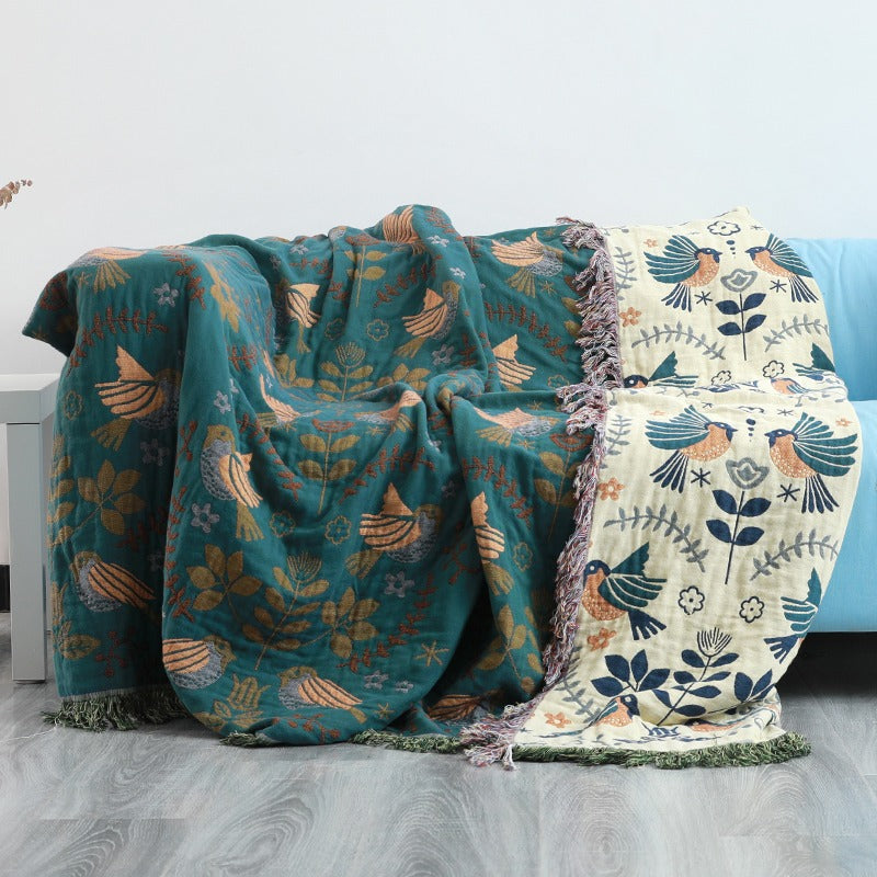 Pure Cotton Summer Air-Conditioning Floral Coverlet - Harmony Gallery