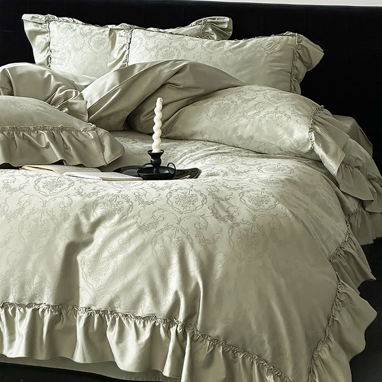 French Princess High-End Pure Cotton Ruffle Four-Piece Bed Set - Harmony Gallery