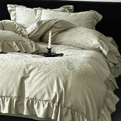 French Princess High-End Pure Cotton Ruffle Four-Piece Bed Set - Harmony Gallery