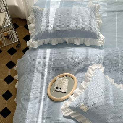 Princess Waffle Four-Piece Pure Cotton Soft Ruffle Bed Set - Harmony Gallery