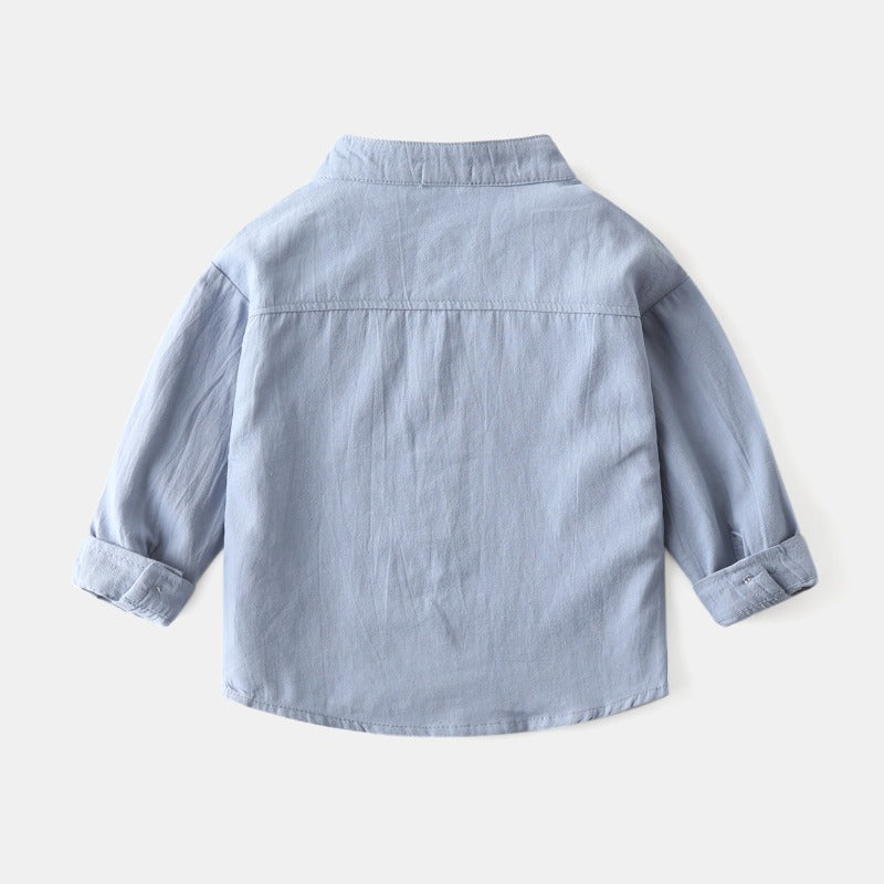 New Long-Sleeved Spring Cotton Stand-Up Collar Baby Boy's Shirt - Harmony Gallery