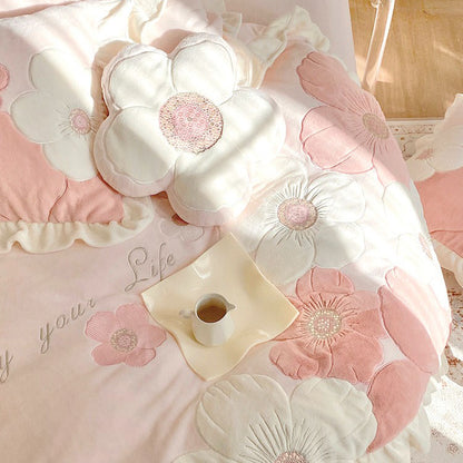 Princess Girly Heart Sunflower Warm Velvet Winter Four-Piece Bed Set - Harmony Gallery
