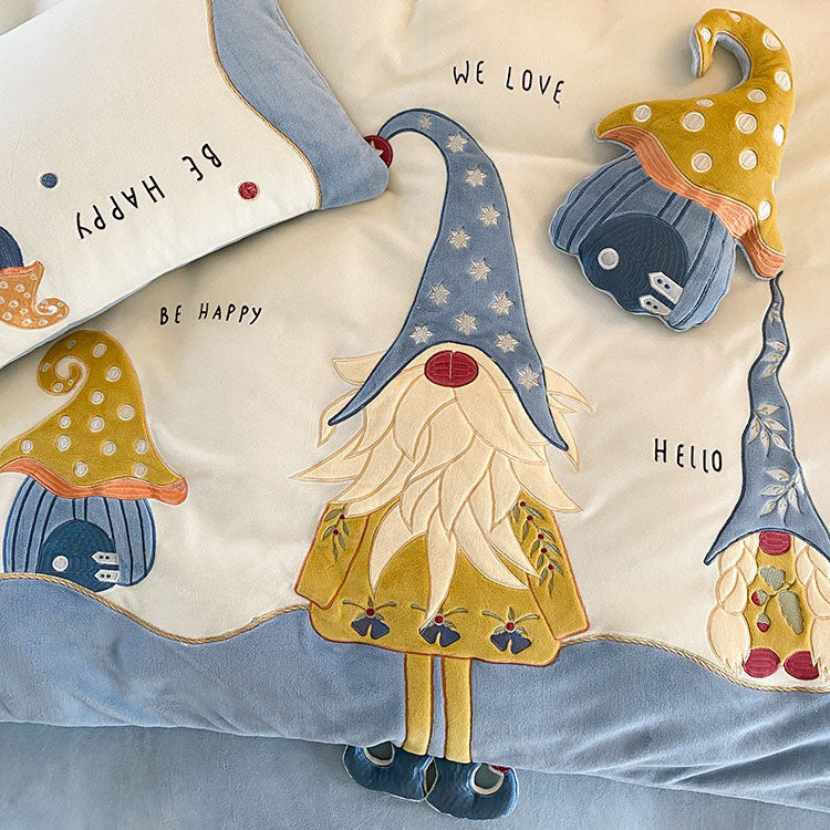 Winter Magic Christmas Thickened Four-piece Warm Coral Velvet Bed Set - Harmony Gallery