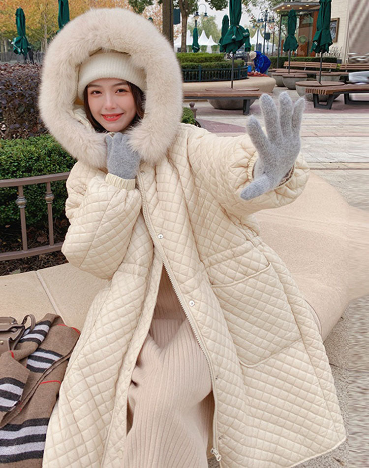 Diamond Winter Thickened High-End Mid-Length Cotton Women's Coat - Harmony Gallery